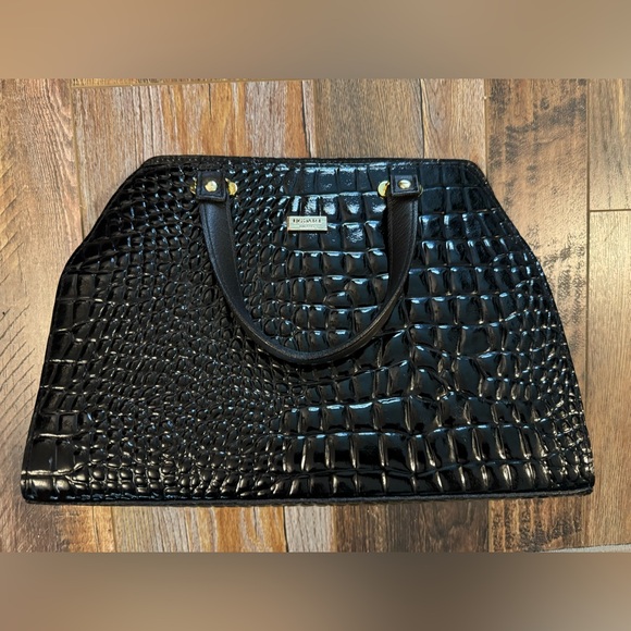 Handbag Purse Black Patent Croco embossed by Roberto Uggari of Italy - Picture 2 of 12